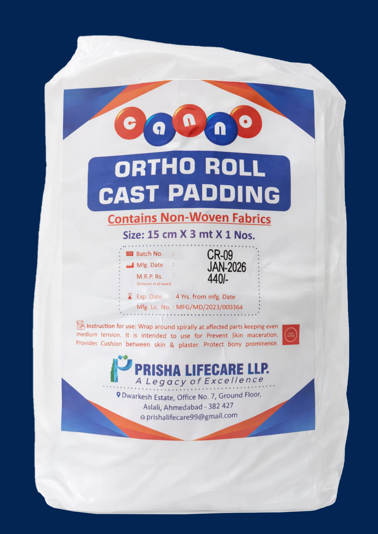 Orthopedic Cast Padding Soft Roll 15cm x 3m